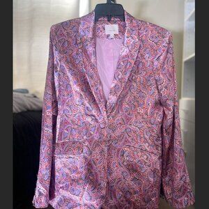 Cinq à Sept- Estelle Paisley Satin Blazer in Tea Rose Multi